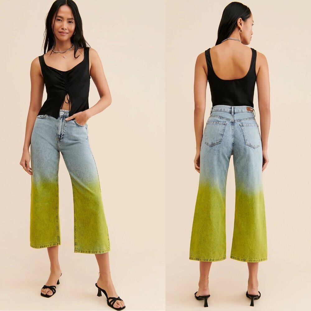 NWT New $186 Free People Nocturne Ombre Denim Jeans Size XS